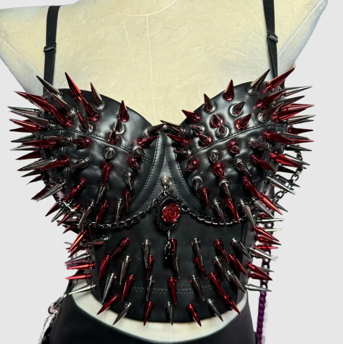 

Chain Harajuku Hand Made Y2K Vegan Leather TOPS Goth 90s Eco E-Girls Grunge Fairy Punk Rock Red Studded Teen Kawaii Emo DIY