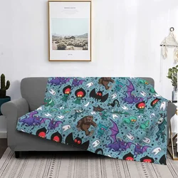 Bigfoot Mothman Cryptids Night Light Blue Blankets Fleece Soft Throw Blanket for Bed Bedspread