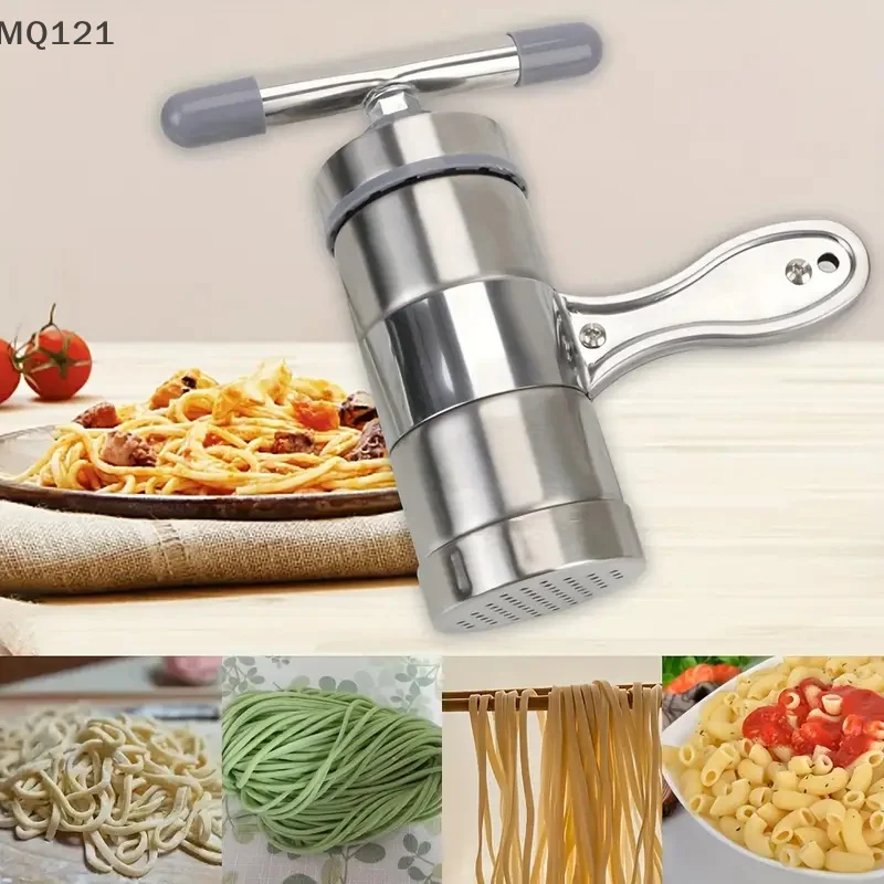 

Stainless Steel Household Small Manual Noodle Pressing Machine Shake Pasta Noodle Making Machine with 2/5 Interchangeable Molds