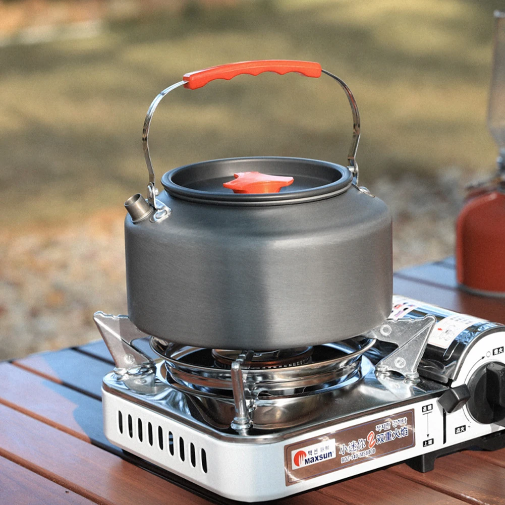 0.8/1.6L غلاية التخييم المحمولة التخييم إبريق الشاي سبائك الألومنيوم غلاية مياه مكافحة تحرق مقبض متعددة الوظائف للمشي نزهة #2
