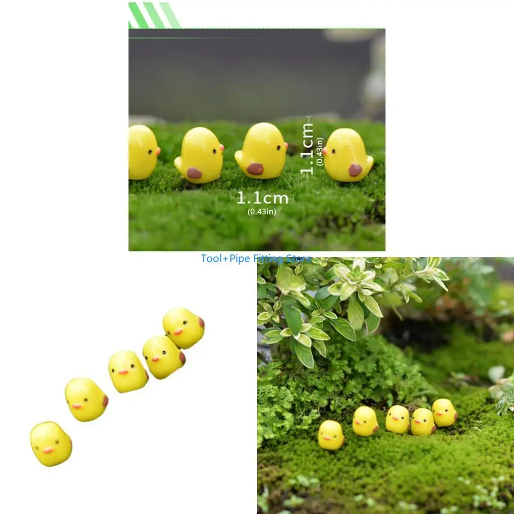 F92B 5Pieces Yellow Chick Miniature Accessories for Home Desk and Garden Decors