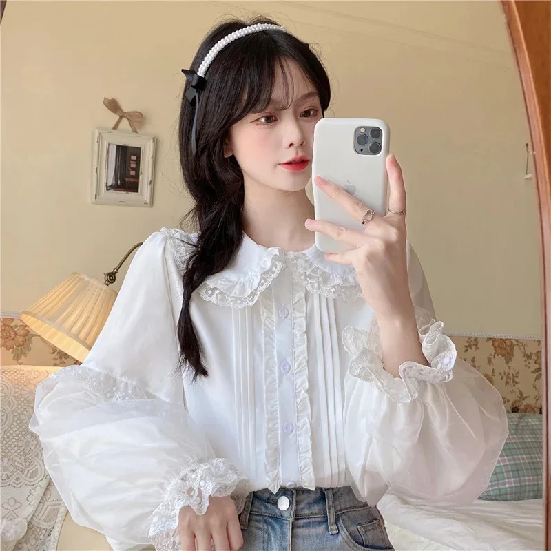 

Japanese soft girl sweet cute lolita dress with JK uniform shirt