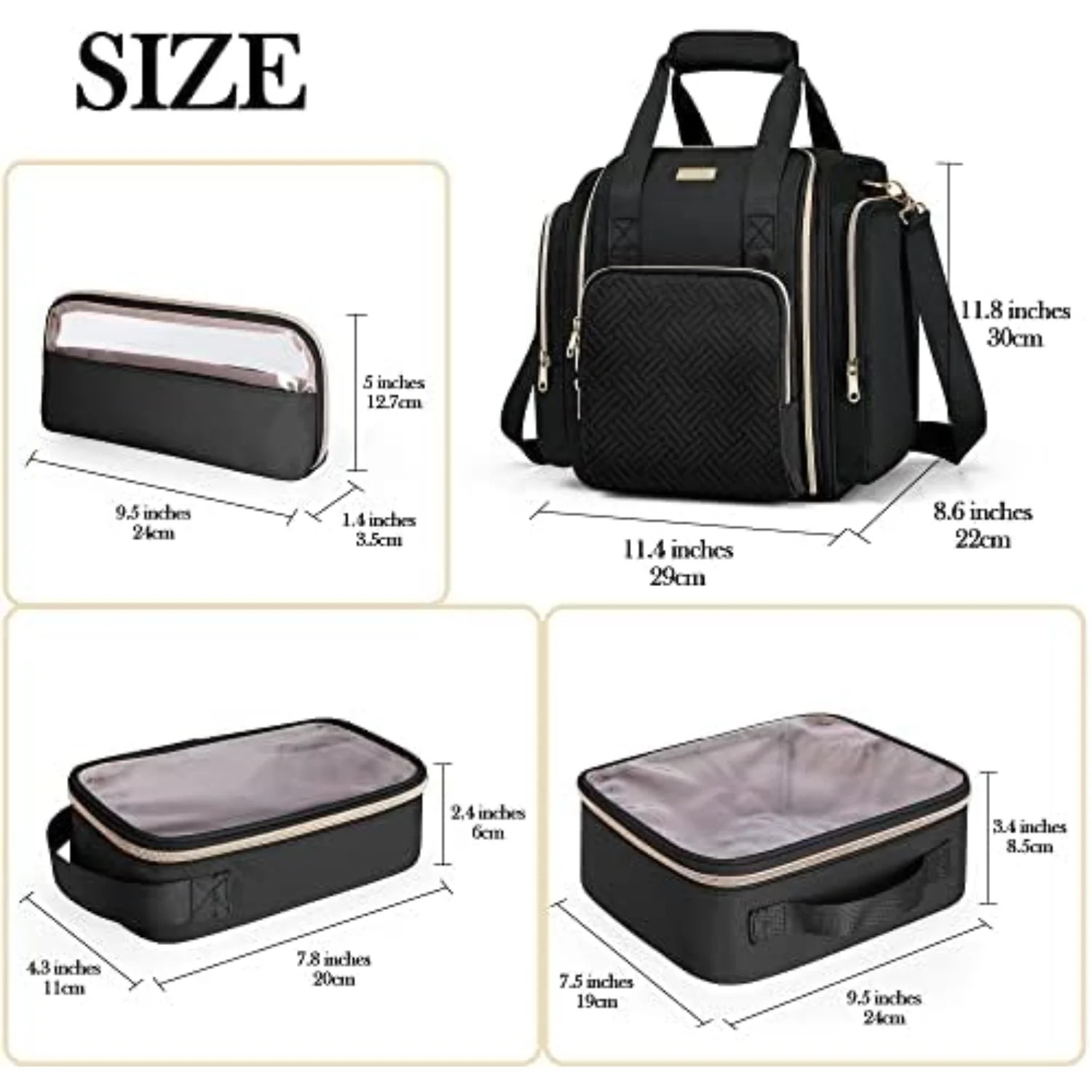 Prokva Travel Makeup Bag with Removable Cases, Large Cosmetic Organizer with Strap and Multiple Pockets