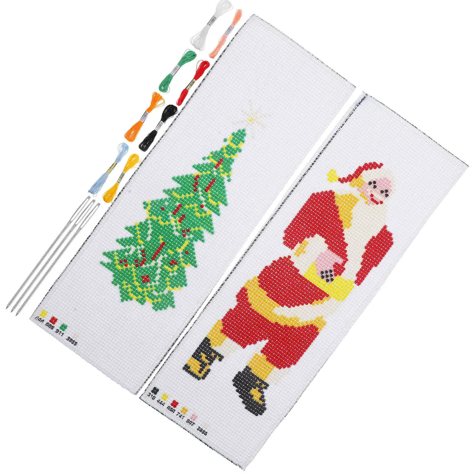 2Sets Festive Embroidery Bookmark Kit Cross Stitch Materials Set for Adults Kids Simple Embroidering Fun Time Passer Craft