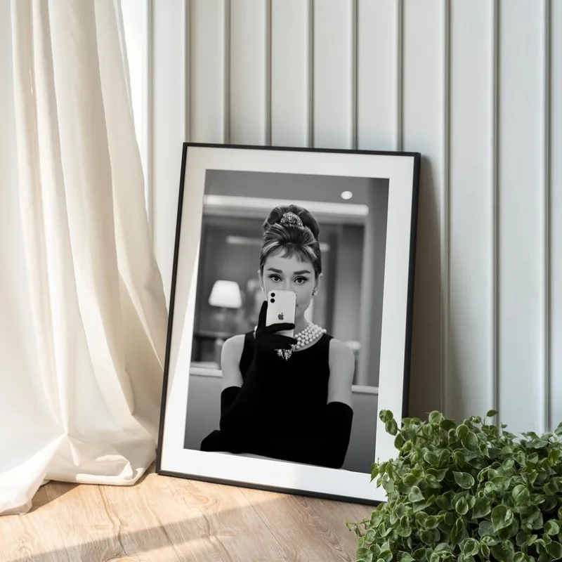 Audrey Hepburn Photography Black and White Vintage Poster Famous Star Beautiful Woman Canvas Painting Wall Art Room Home Decor