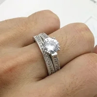 LYEE CYEE Elegant Wedding Engagement Couple Rings Set 925 Sterling Silver Color Anniversary Accessory With Full Shiny Cubiz Zircon Stone - Image 5