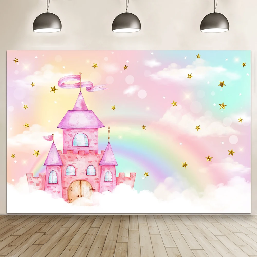 Children\'s Castle Photography Background Princess Cake Table Photo Decoration Fairy Tale Book Girl Birthday Baby Shower Props