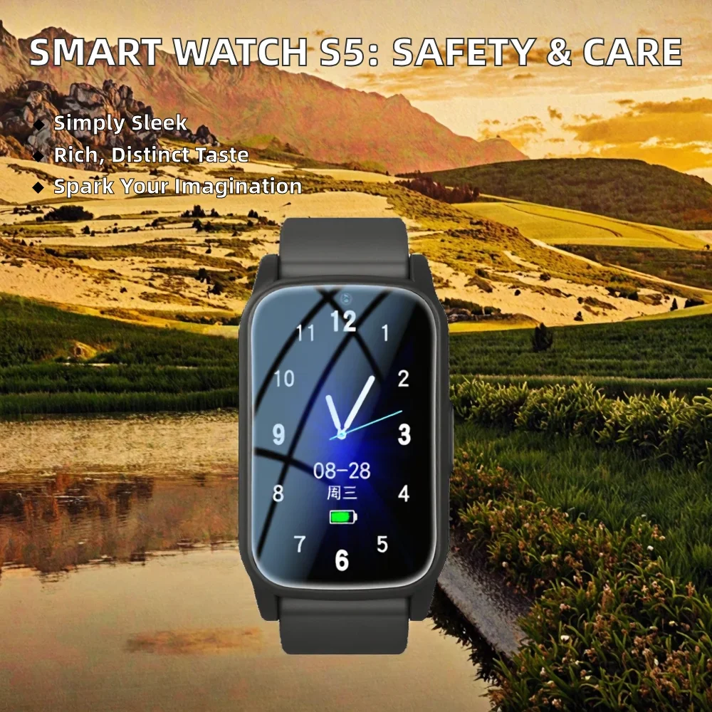 New Upgraded Version Elderly Smart Watch S5 GPS Location Fall Detection SOS Button Remote Monitor Video Call Android IP67 Square