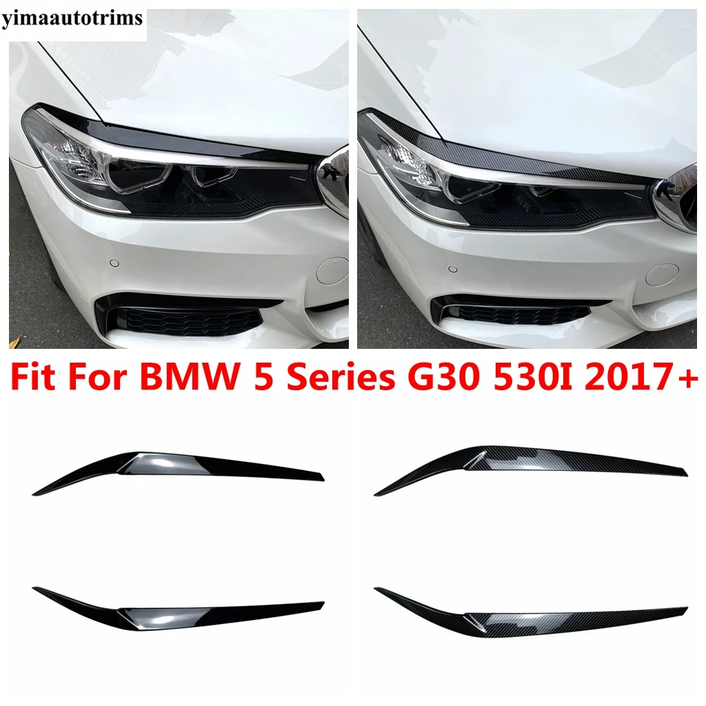 

ABS Carbon Fiber / Black Car Front Headlight Lamp Eyebrow Sticker Trim Decor Accessories For BMW 5 Series G30 530I 2017 - 2023