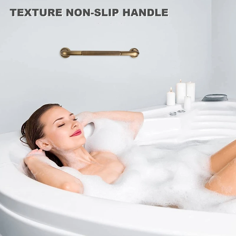 Bathtub Grab Bar Antique Brass Grab Bar Grab Rail Armrest Handle Toilet Elderly Handrail Wall Mounted-AT35