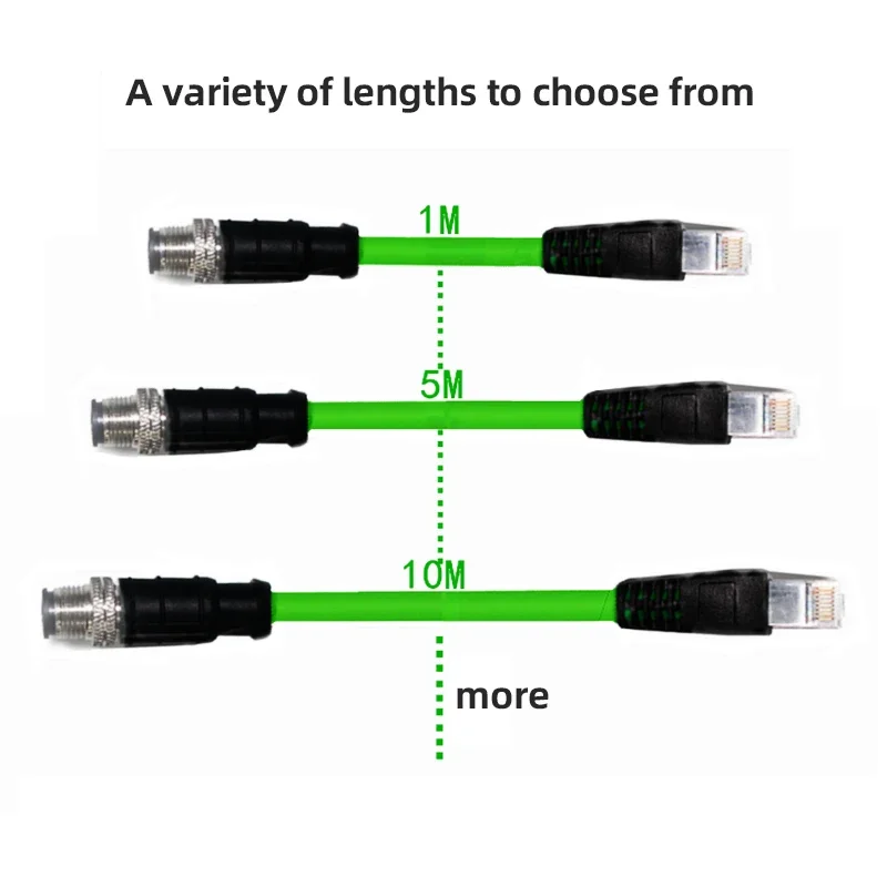 IP67 M12 8Pin A/X Code Male to Male Connector Cable 4Pin D-type Coding Line Highly Flexible Industrial Profinet Ethernet Cord