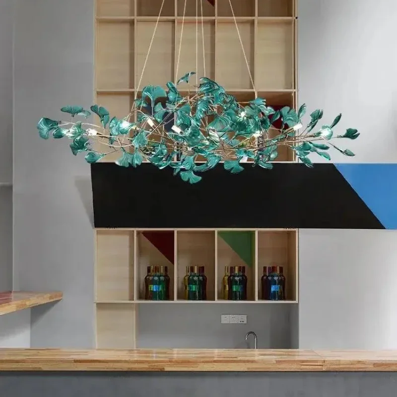

Nordic minimalist designer artistic creative modern ginkgo leaf guesthouse hotel villa restaurant living room crystal chandelier