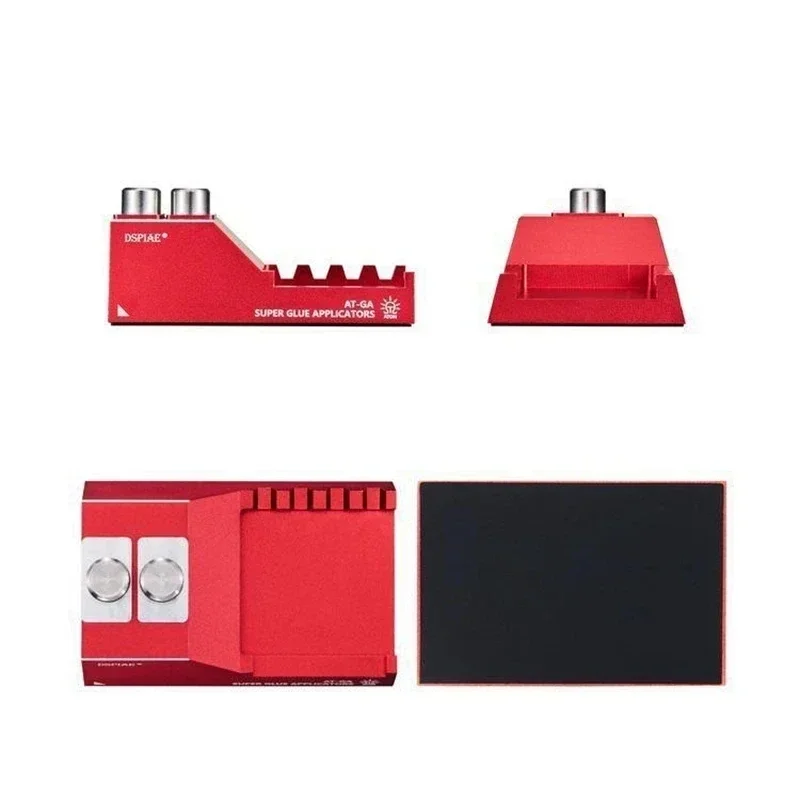 DSPIAE AT-GA Applicatore ausiliario super colla Set combinato supporto in lega di alluminio rosso con strumento per hobby modello stick di erogazione senza traccia