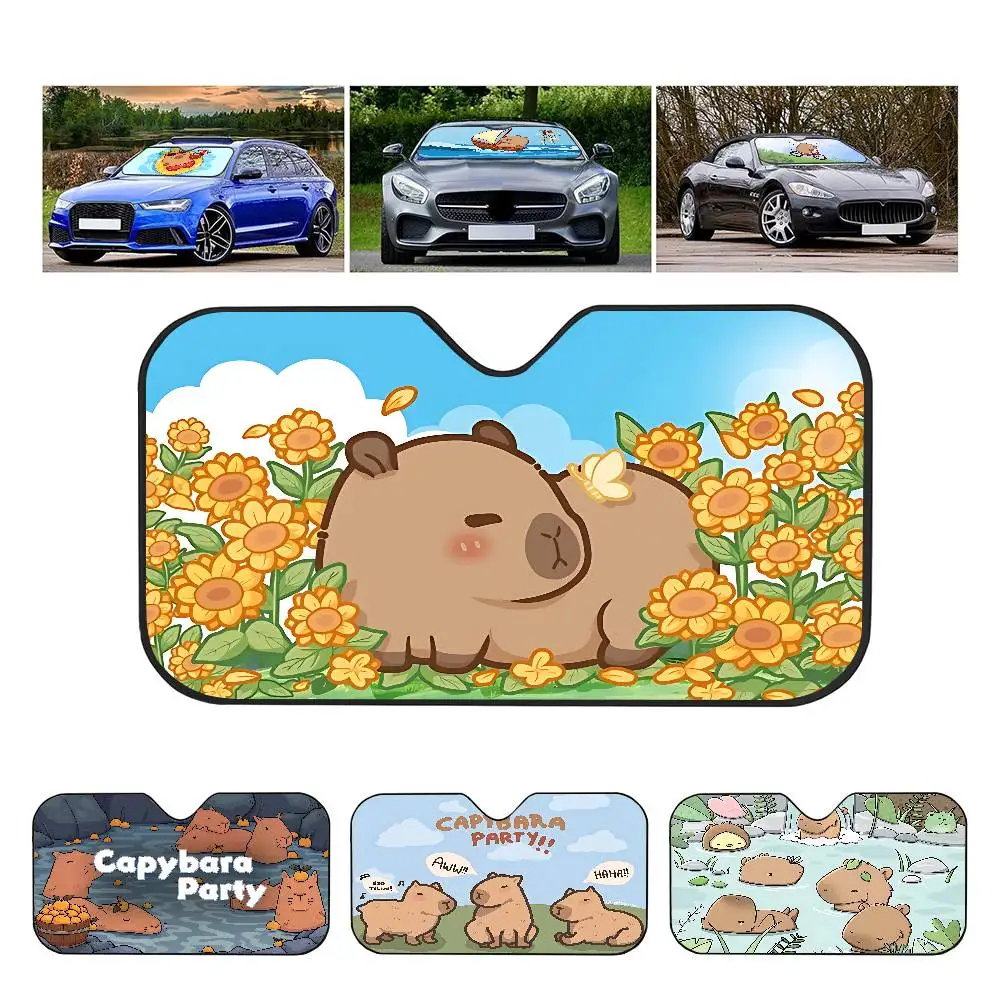

Милый капибара, лобовое стекло автомобиля, солнцезащитный козырек, складные передние чехлы для автомобиля, автомобильный солнцезащитный козырек для автомобильных аксессуаров, блоки УФ-лучей