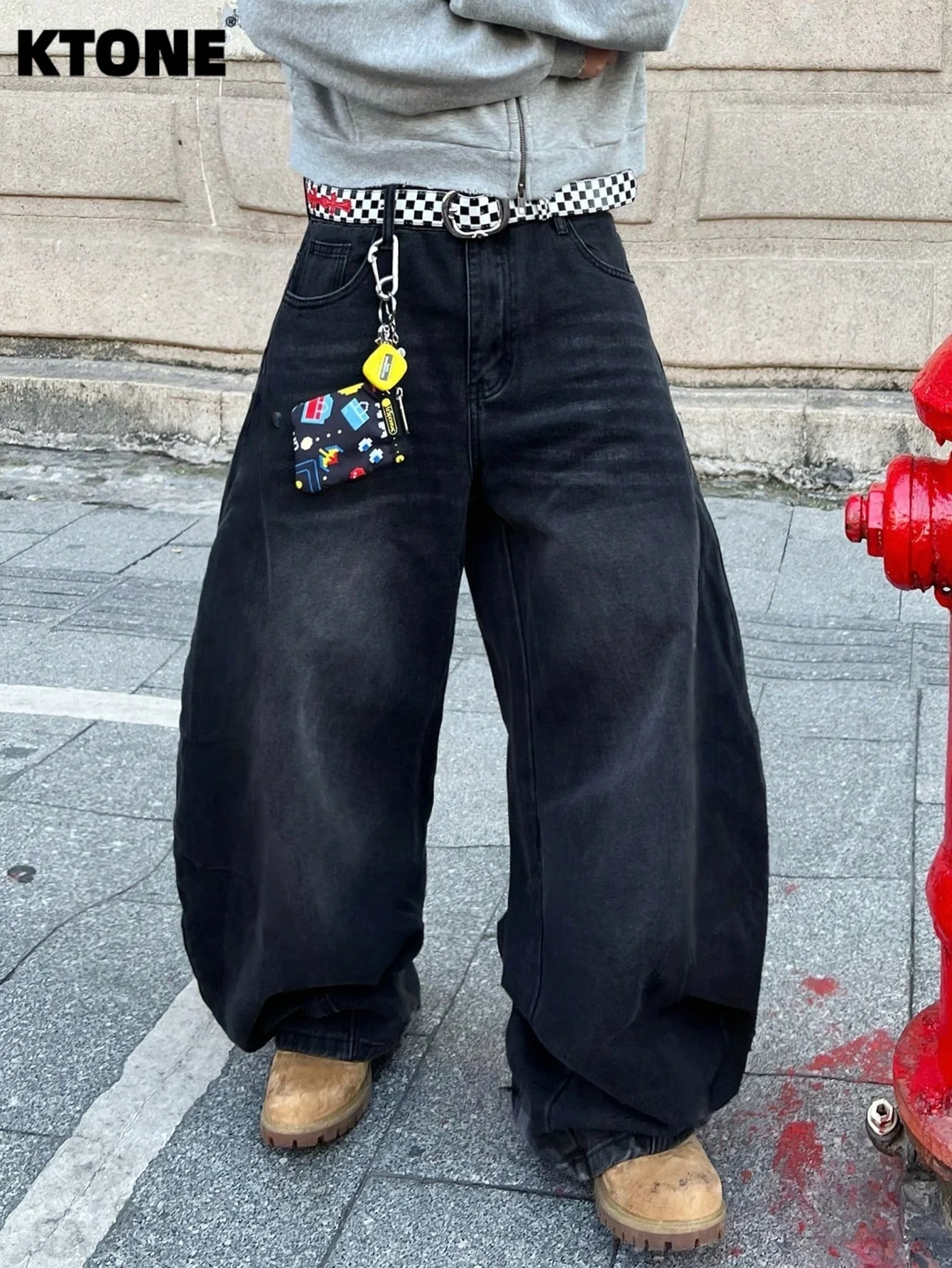 

Men's Black Baggy Jeans Pants Light Retro For Dating Y2K Original Drip Denim No accessories or belts included