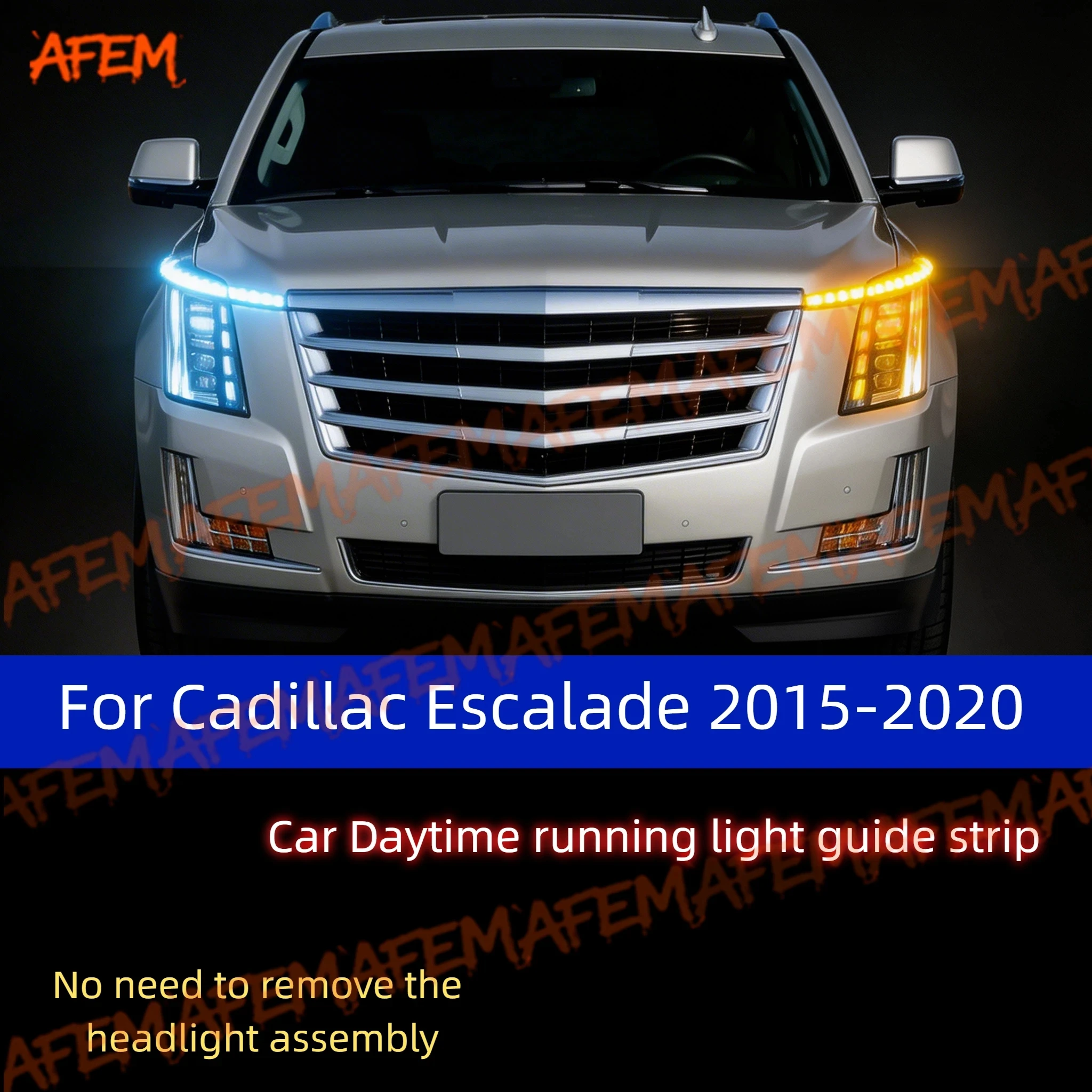 Car DRL Daytime Running Light Start Scan Style Sequential Flowing Turn Signal Light Ultra-Thin LED For Cadillac Escalade 15-20