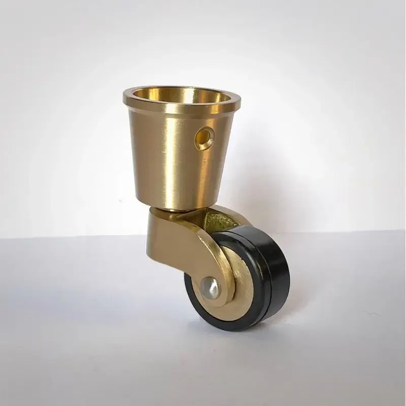 4PCS Solid Brass Swivel Casters - Round Cup Mount Rubber Wheel with Floor Protection for Furniture/Dining Carts