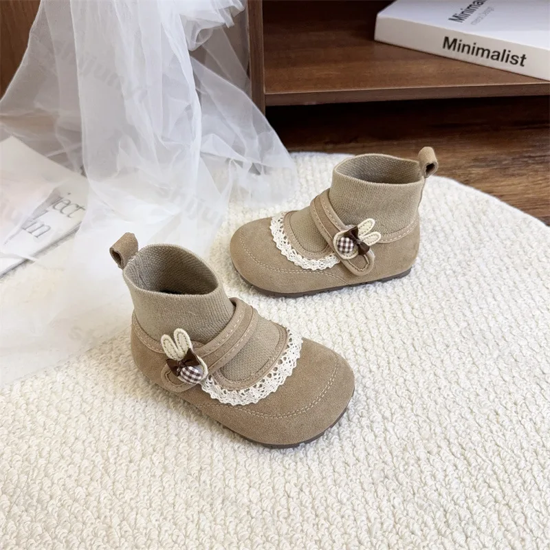 أحذية الأميرة للفتيات لخريف وشتاء جديد للاستخدام الخارجي غير قابلة للانزلاق ونعل ناعم أحذية قصيرة خفيفة الوزن ومريحة أحذية جلدية لطيفة #3