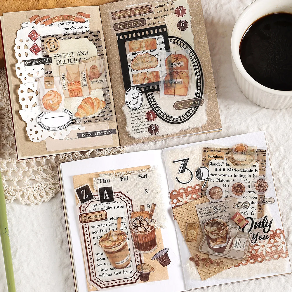 3 pcs Bread dessert theme Stickers Decorative Stick Labels Scrapbooking accessories handmade DIY Junk Journal Supplies