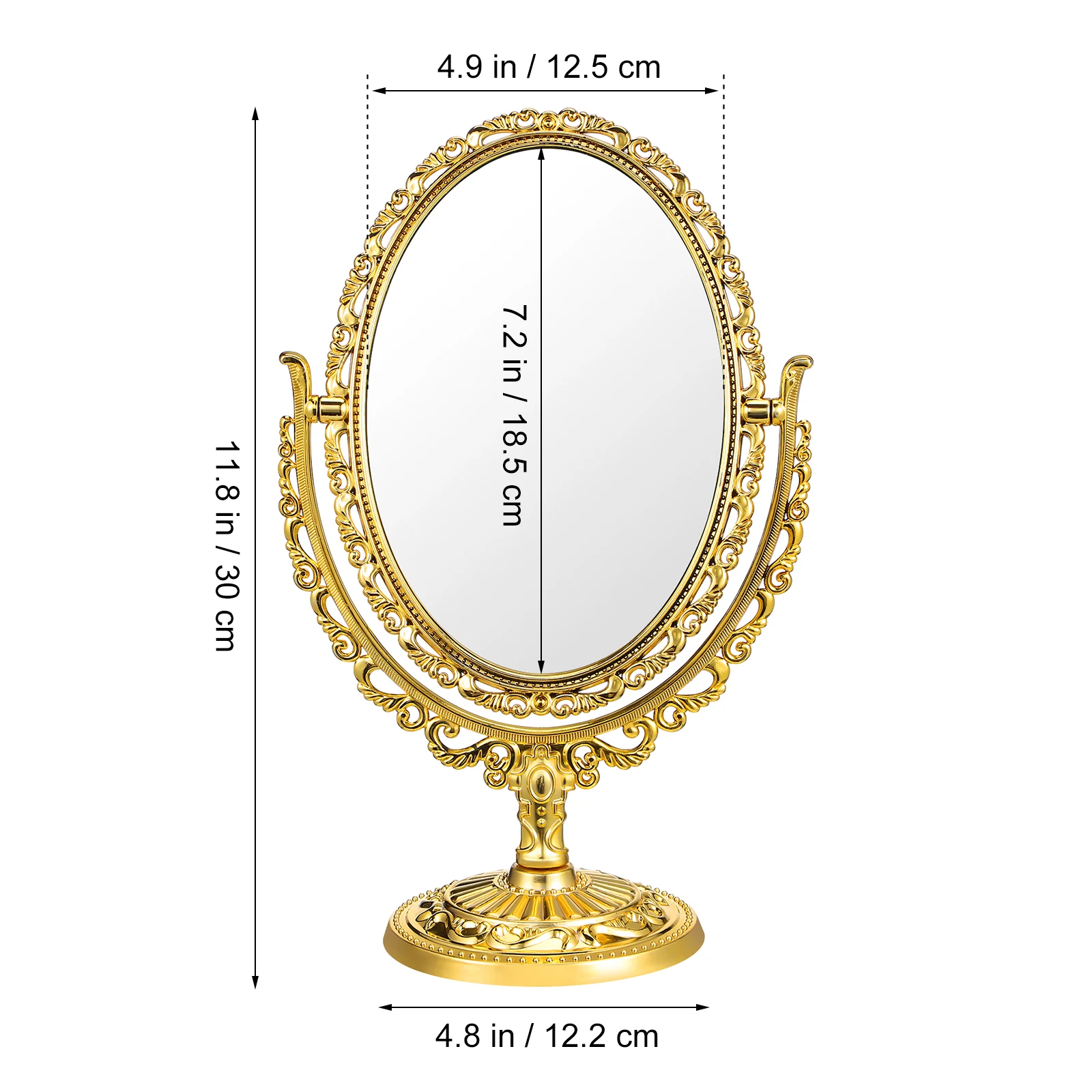 

Vanity Mirror Vintage Silver Tabletop for Bedroom Decorative Retro Golden Desktop