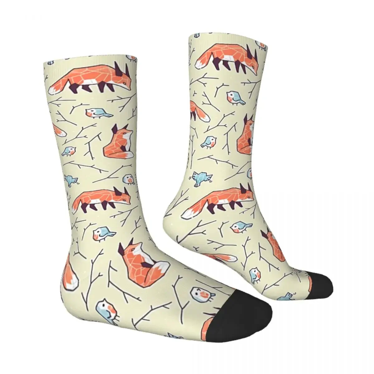 Funny Crazy Socks for Men Women Male Fox And Bird Hip Hop Vintage Boys Crew Sock Casual Non-Slip Running Sport Socks