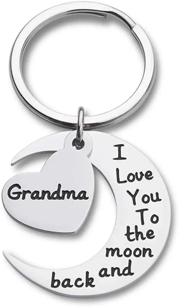 

I LOVE YOU To The Moon and Back Grandma Key Chain Stainless Steel Funny Weirdo Novel Accessories Pendant Gifts Fashion