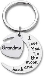 I LOVE YOU To The Moon and Back Grandma Key Chain Stainless Steel  Funny Weirdo Novel Accessories Pendant Gifts Fashion