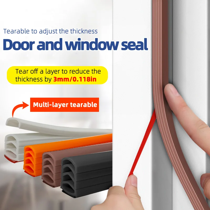 

6m Long, Door and Window Door Seam Soundproof and Anti-Collision Seal Strip, Porous Soundproof Design, Coldproof, Warm, Soundproof and Anti-Collision, Can Be Used to Adjust the Sealing Strip Thickness of the Gap, No Need to Accurately Measure the Gap Size