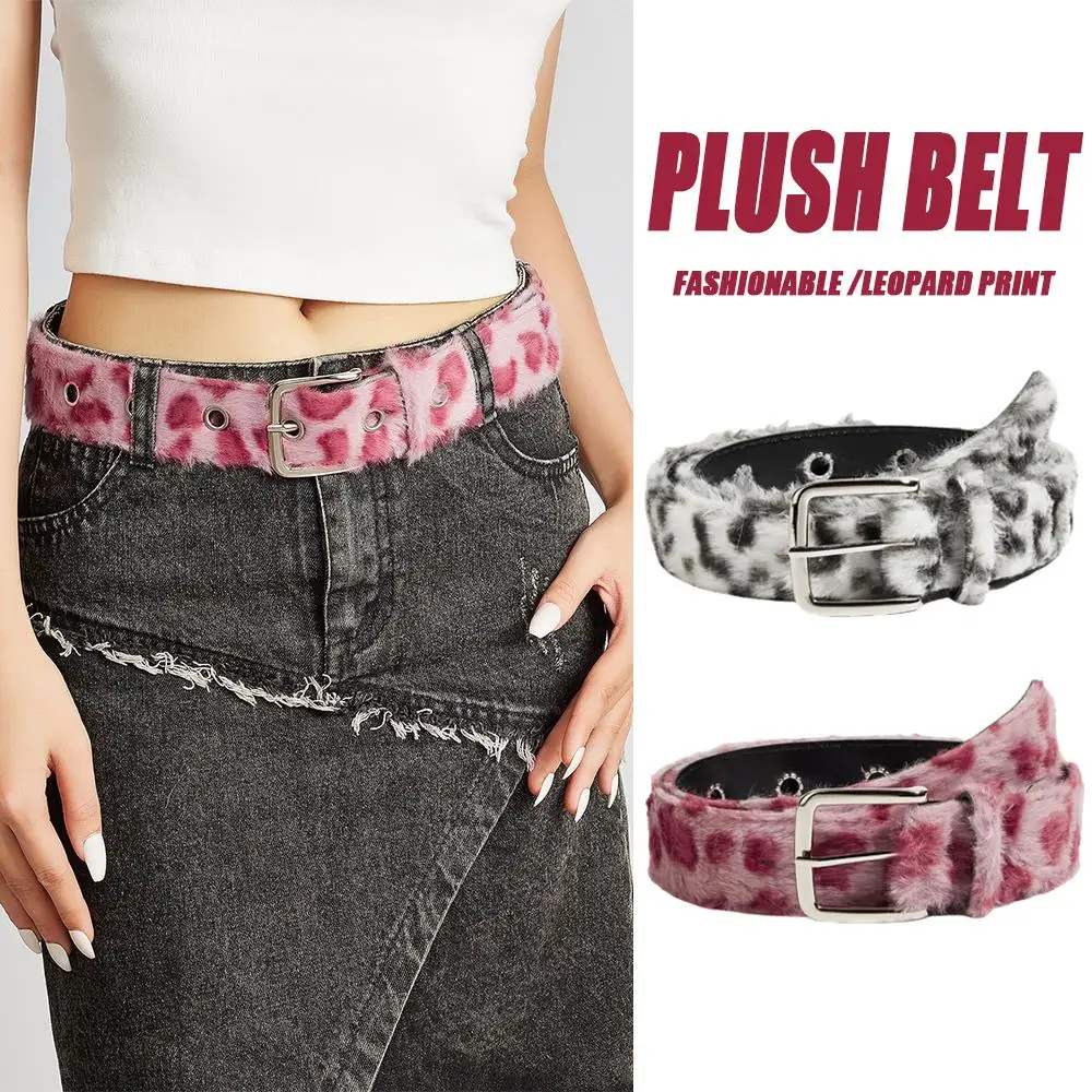 Leopard Print Faux Fur Belt Sexy Winter Y2K Fluffy  display picture 2
