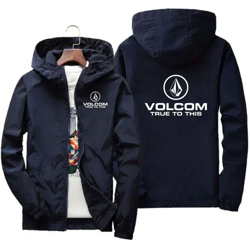 Men\'s VOLCOM spring autumn Outdoor High Quality Men\'s Sunscreen Jacket Sports Mountain Hooded Windproof Fashion Casual Jacket