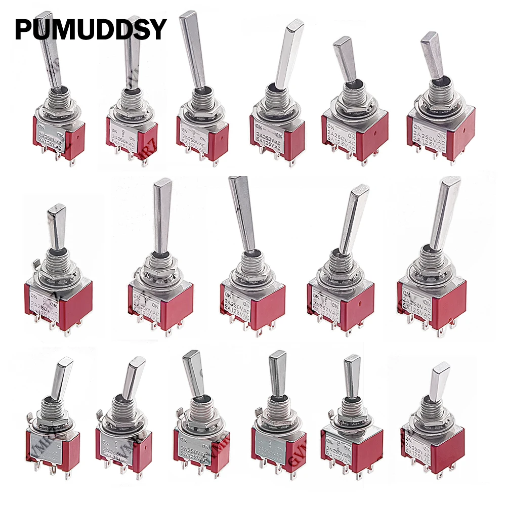 2PCS 6mm Panel Mount Mini Toggle Switch 2/3 Positions ON OFF ON Locking Momentary 20.5MM/11.7MM 3/6P RC Model Remote