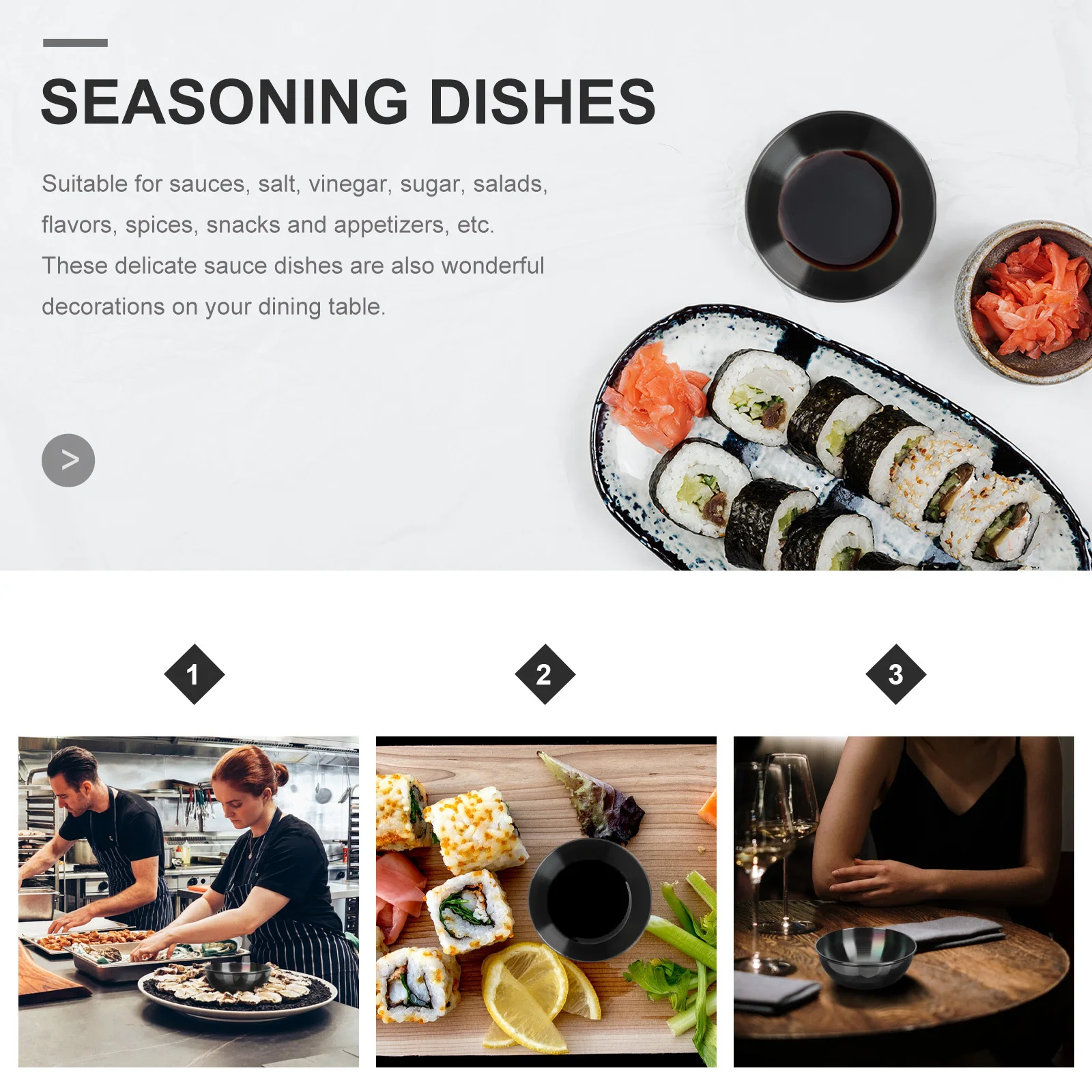 

4Pcs Stainless Steel Dipping Plates Heat Acid Resistant Stable Bottom Creative Serving Dishes for Home Restaurant