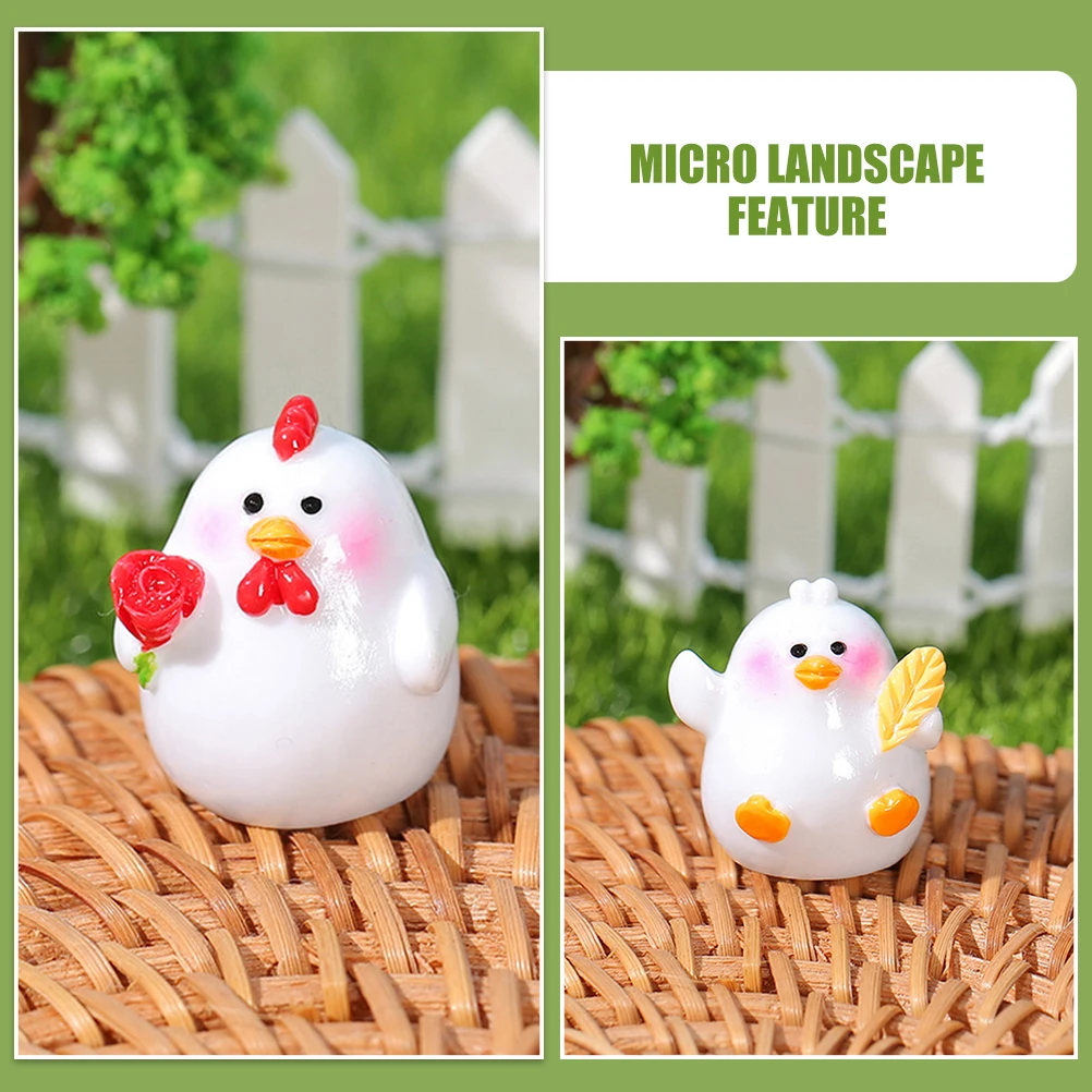 

4pcs Miniature Chick Figurines Resin Decor Micro Landscape Ornaments Creative Chicken Adornments Mini Animals Models Garden