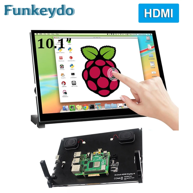 Raspberry Pi 5 10.1 inch IPS Touch Screen LCD Display 10.1" 1024X600 HDMI-compatible Mini PC Monitor for Raspberry Pi 3B+ 4B PS4