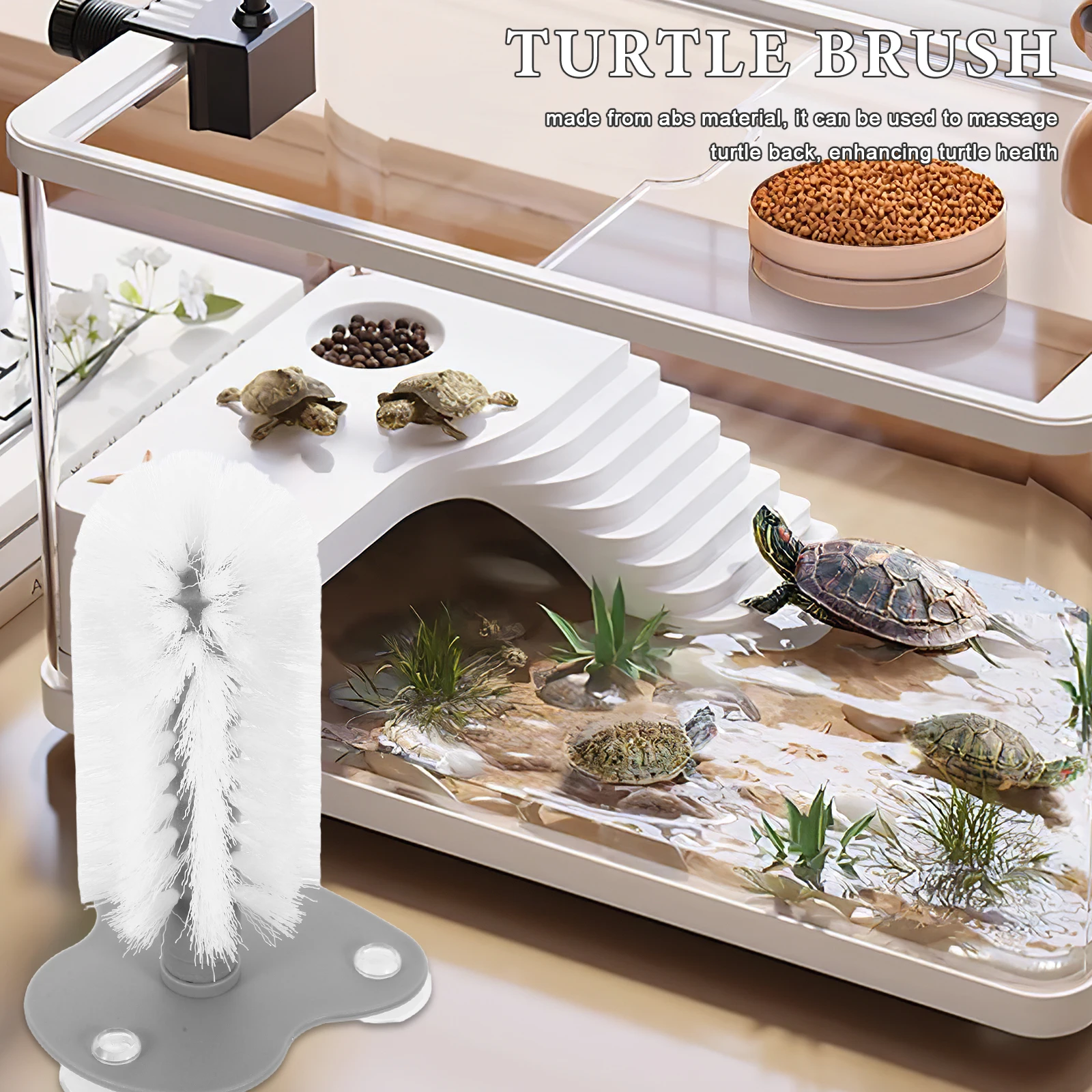 

Turtle Brush with Suction Cup Cleaning Mud for Turtles Tool Detachable Scratcher