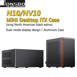 JONSBO NV10 N10 ITX Mini Desktop Case (3.3mm Aluminum Alloy Shell/North American Black Walnut/ITX Version/PCIE4.0 Adapter Cable)