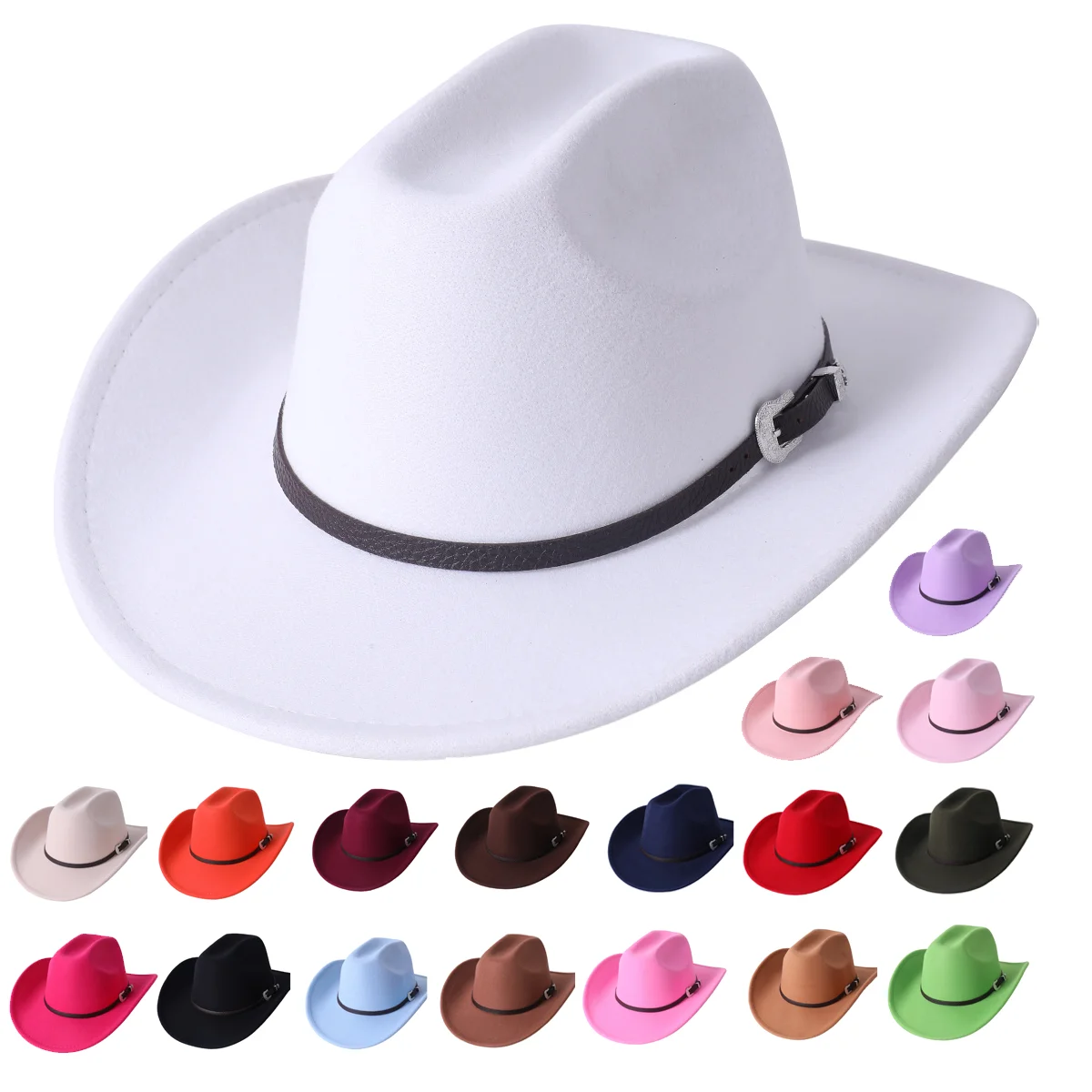 Ethnic Style Cowboy Hat Fashion Chic Unisex Solid Color Jazz Hat With Bull Shaped Decor Western Cowboy Hats