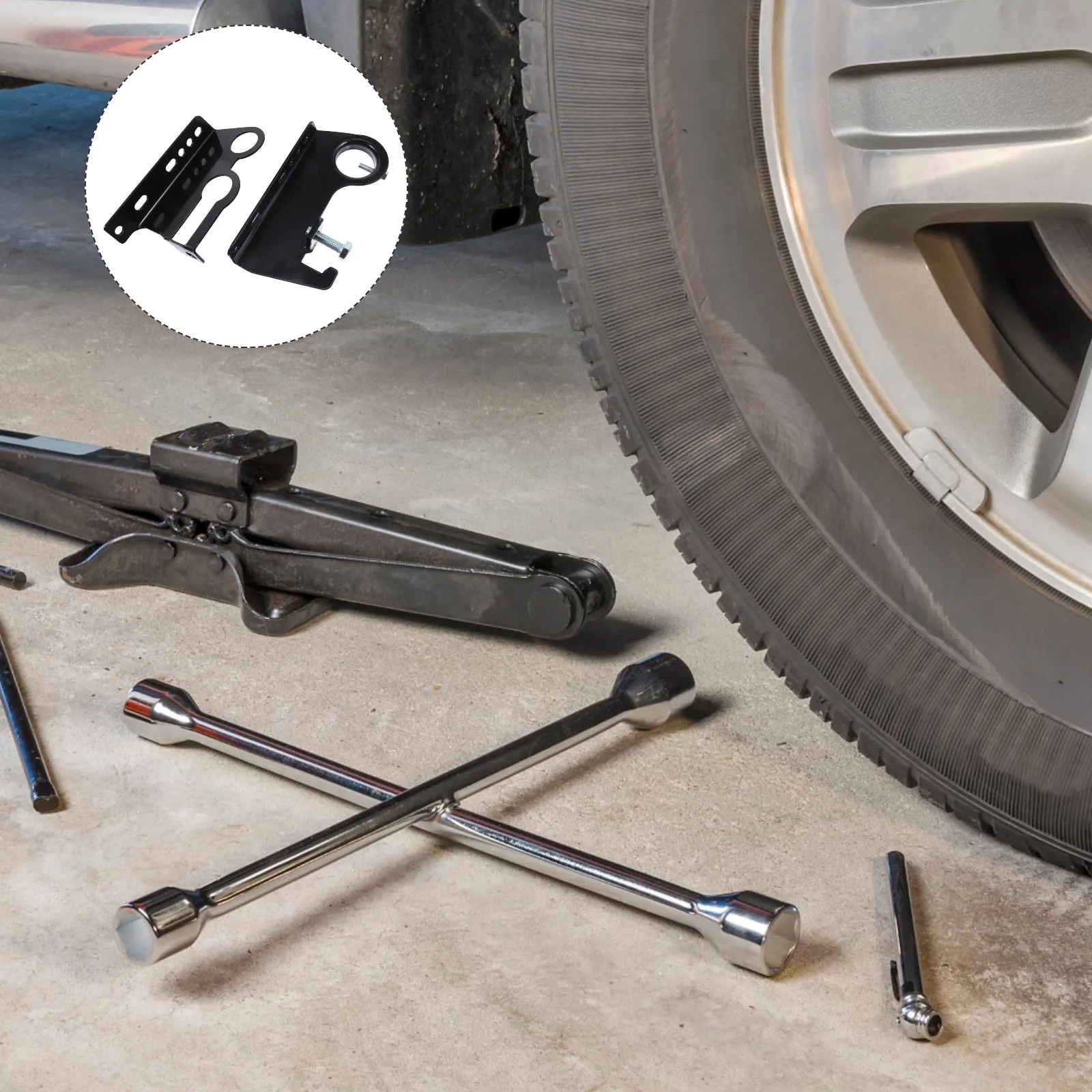 

Комплект усиленных стальных кронштейнов для крепления домкрата на багажник на крыше внедорожника - для установки на автомобильный домкрат, крепление на крышу для перевозки грузов