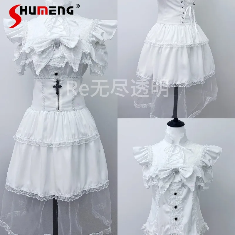 

Japanese Rojita Mine Series Gothic Short-sleeved Shirt Lolita Gauze Mini Skirt Waist Seal Set Mass-produced Daily Wear Ladies