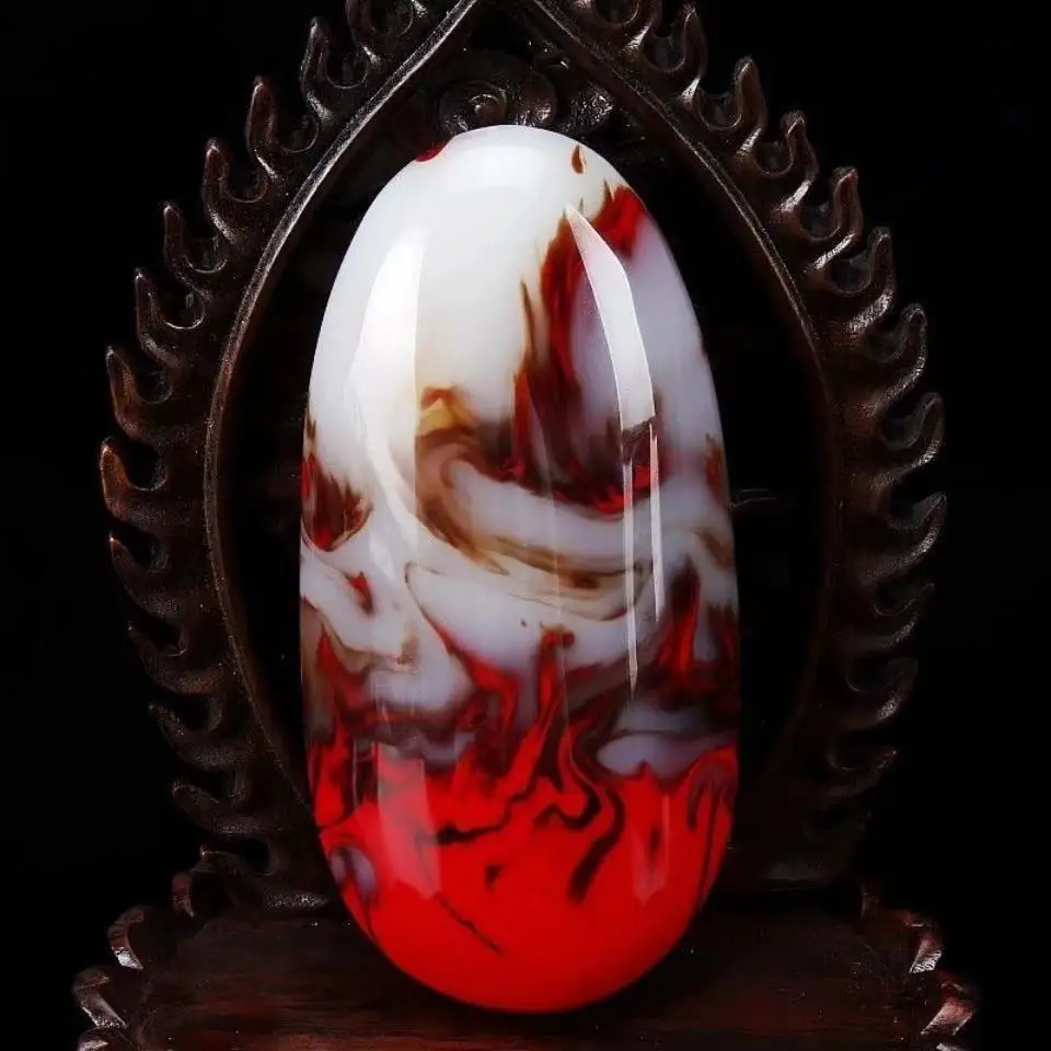 

Xinjiang Gobi Chicken Blood Jade Floating Stone Handle Pendant for Men and Women Jade Pendant