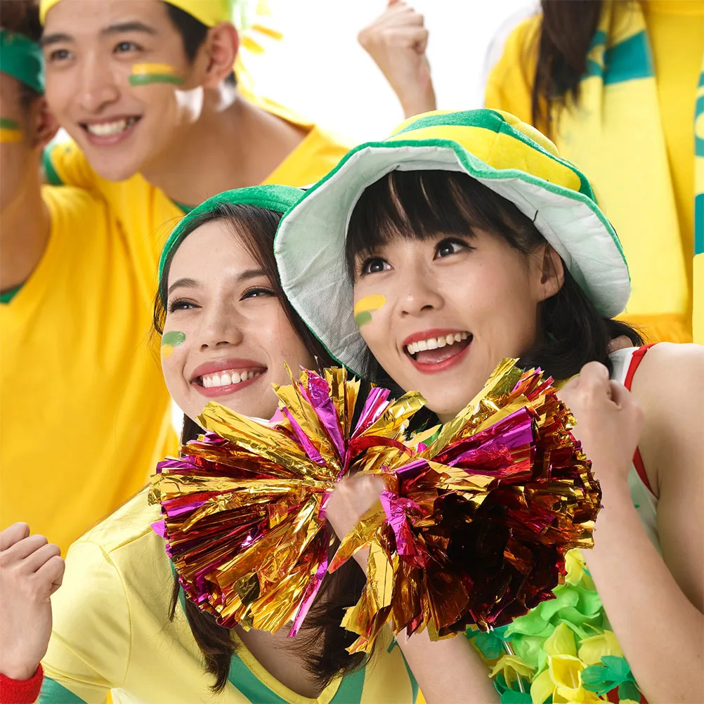 

2 Pcs Colorful Ball Pom Strap Cheerleading Poms Cheerleader Pompoms Football Basketball Club Cheering Props Handle