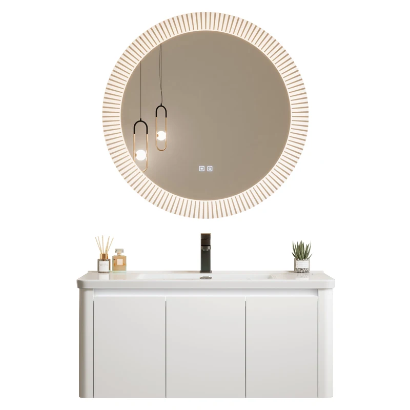 HOCabinet-Miroir Intelligent Moderne et Simple, Lavabo en Céramique Intégré, Armoire de Rangement d'Évier