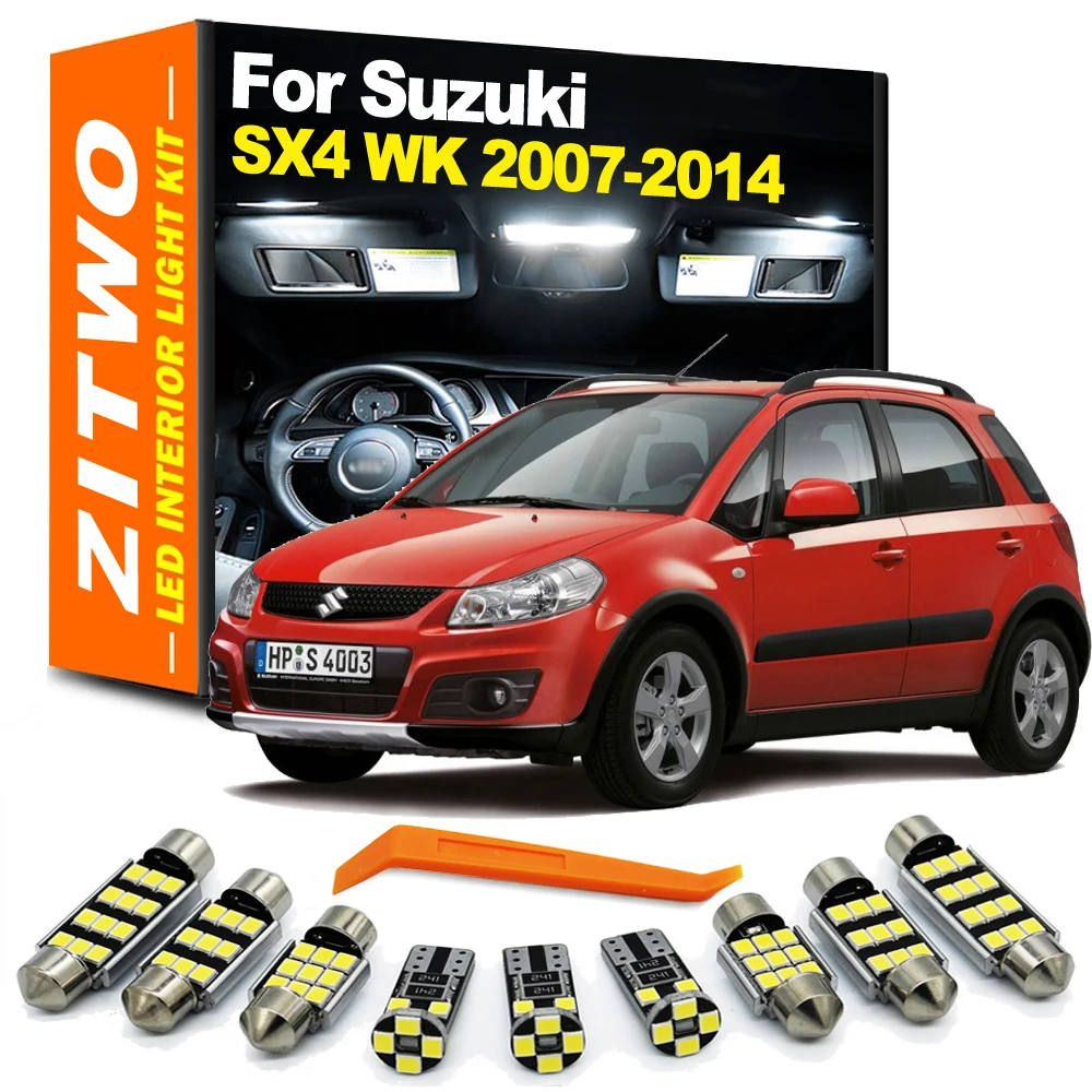 ZITWO 9Pcs Canbus LED Interior Light License Plate Lamp Kit For Suzuki SX4 2007 2008 2009 2010 2011 2012 2013 2014 Trunk Bulb