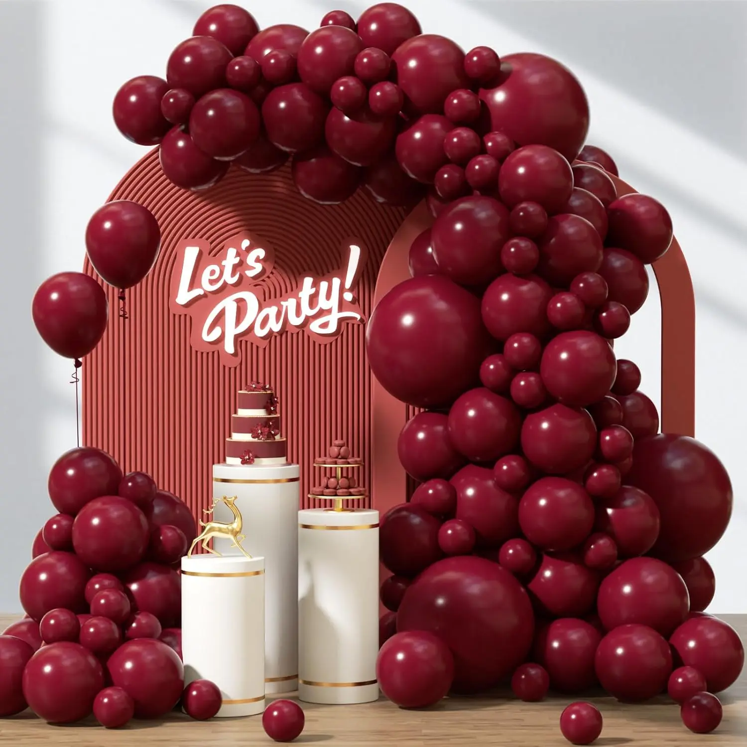 100pcs Dark Burgundy Balloon Garland 18'' 12'' 10'' 5'' Different Size Wine Red Latex Balloon Birthday Wedding Baby Shower Anni - view 3