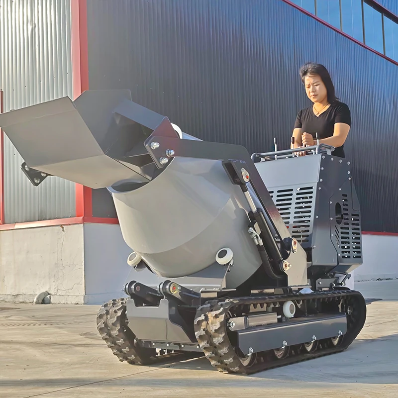 Hot Selling Mini Concrete Mixer 750kg Self-loading Crawler Dump Truck with KUBOTA diesel Engine High-horse Motor