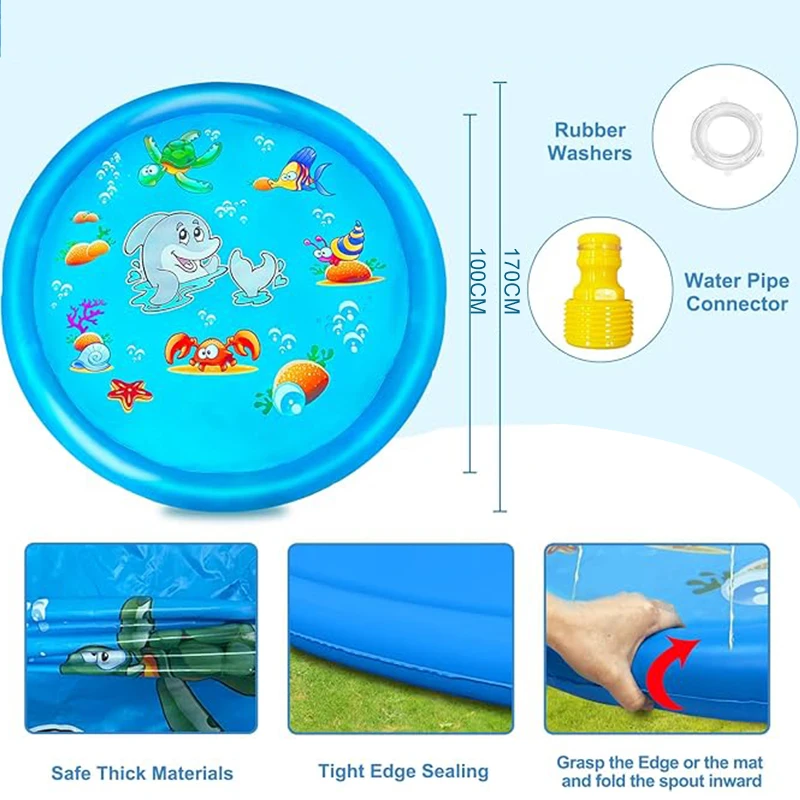 Hot New Children Play Spray Mat 100/170 cm Summer Cool Inflatable Spray Mat Play Cooling Mat Swimming Pool Outdoor Game Toys