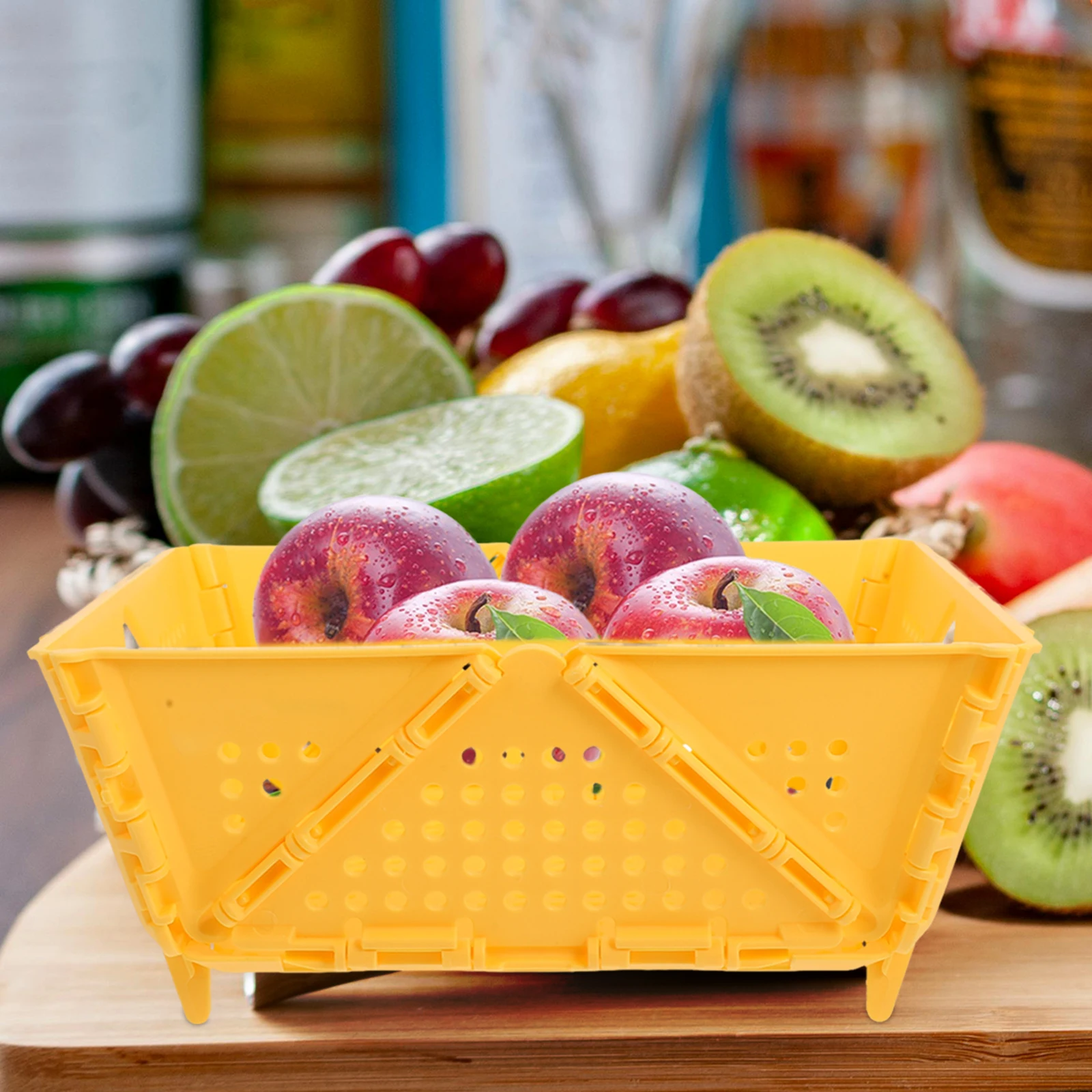 سلة تصفية قابلة للطي لحوض المطبخ لغسل الفواكه والخضروات وتجفيف المعكرونة، منظم تخزين قابل للطي