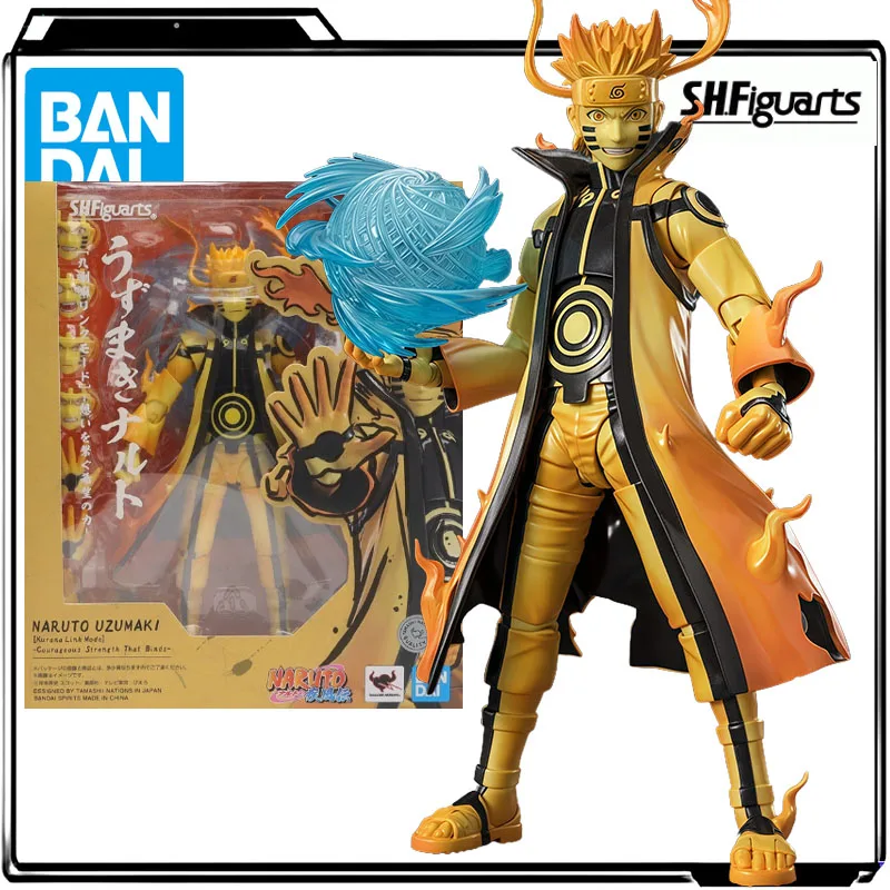 Bandai Original S.H.Figuarts Anime Figur Uzumaki Naruto (Kurama Mode) Actionfigur Spielzeug für Jungen Kinder Geschenk Sammlermodell