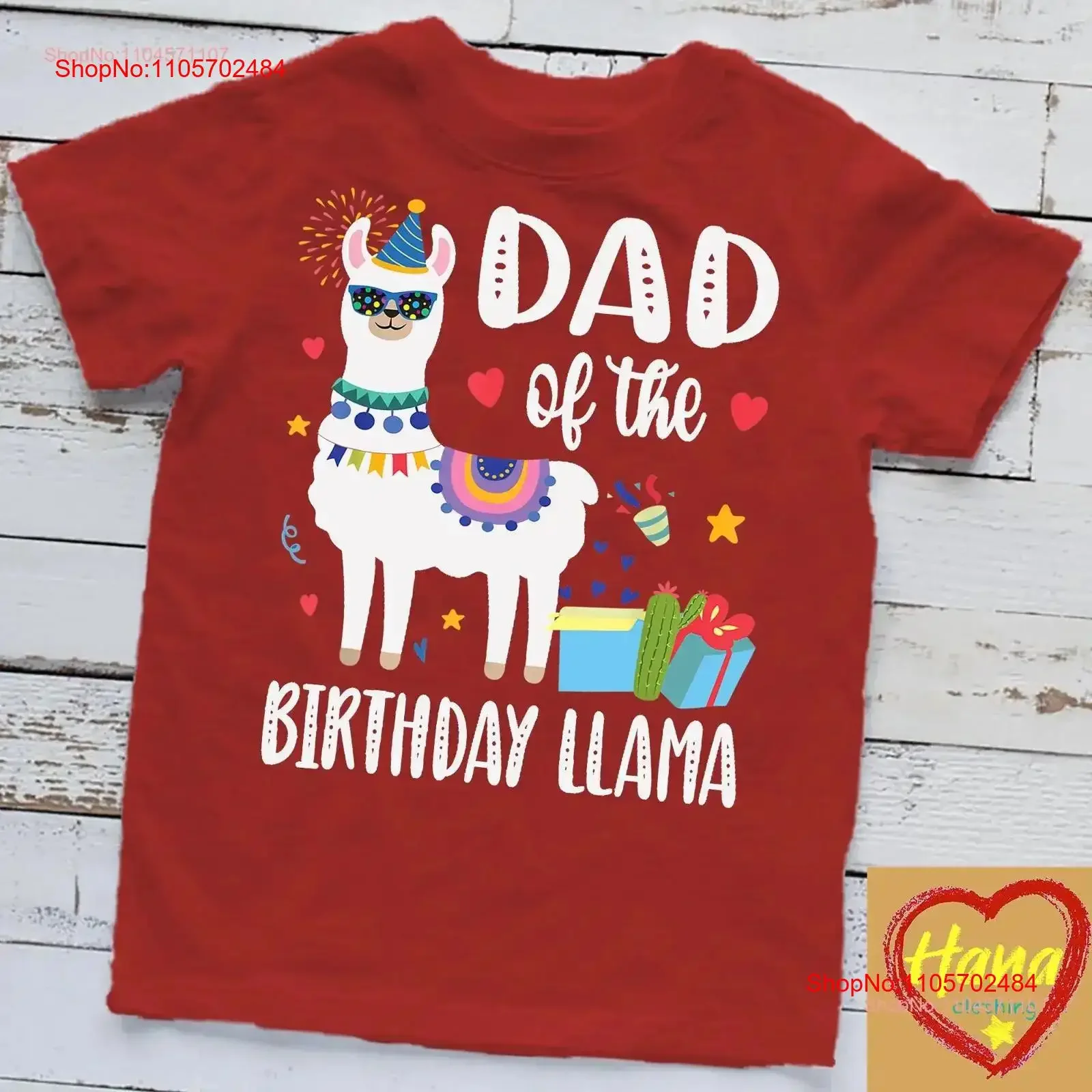 Mens Dad Of The Birthday Llama Boy Girl Outfit Family T Shirt vintage Washed Stylish fashion Casual Versatile Stretched homme