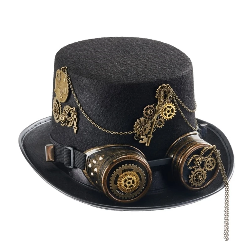 

Top Hat Lady with Rivets Gear Goggles Head Wear Cosers Costume Headwear for Industrial Age